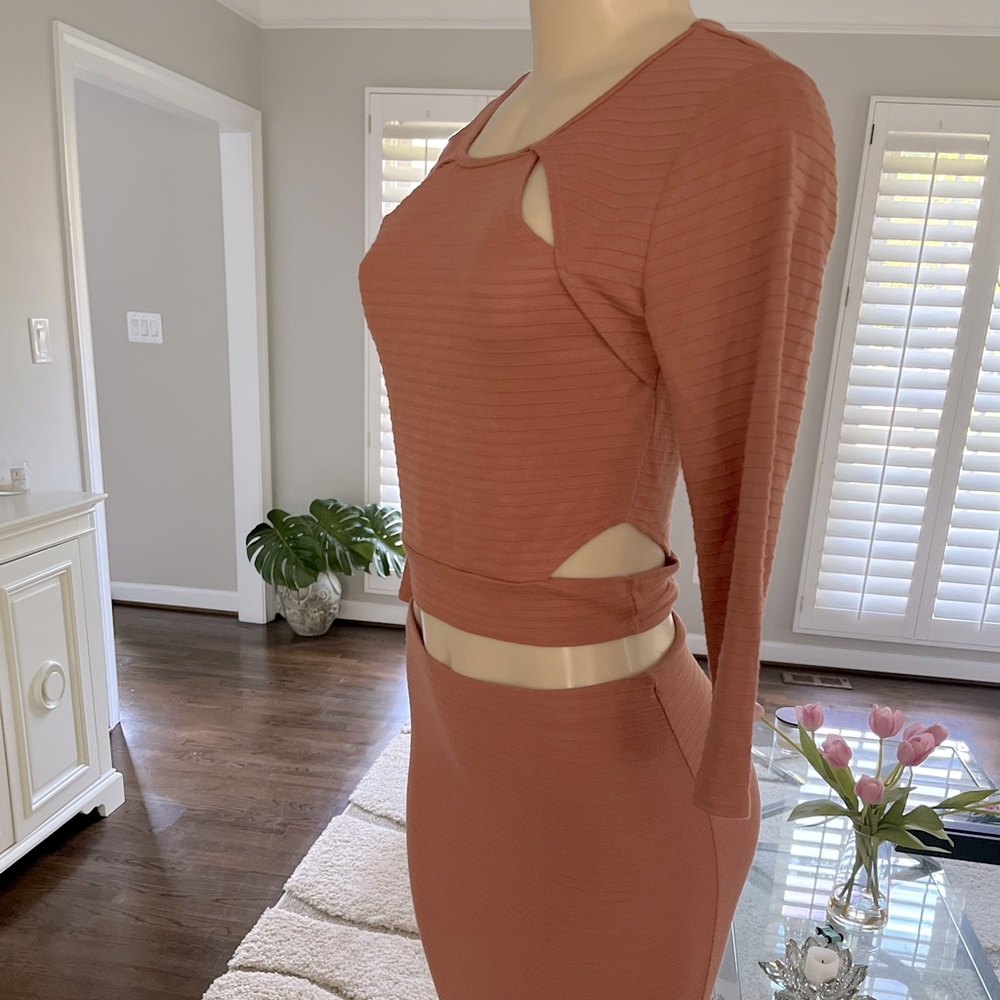 Two piece crop top and pencil skirt set